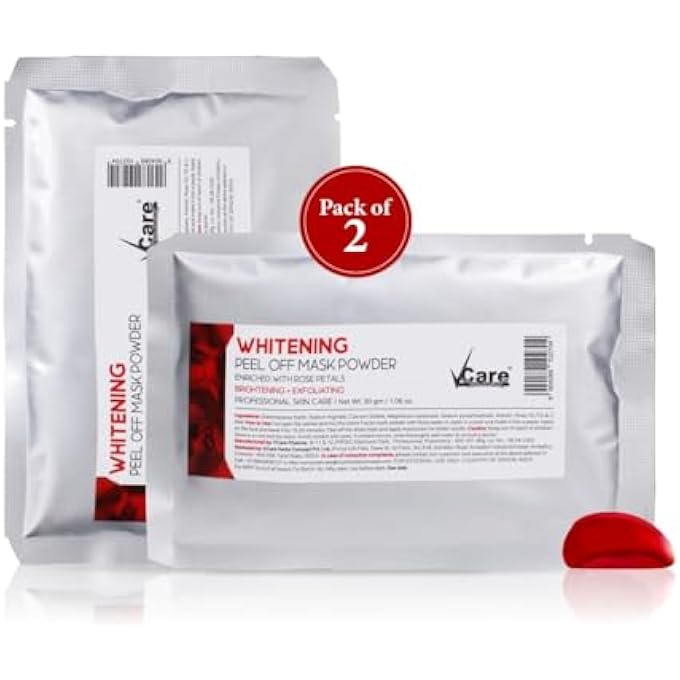 VCare WHITENING PEEL OFF FACE MASK POWDER FOR SKINCARE| FACIAL SKIN CARE PRODUCT FOR WOMEN SMOOTHING, MOISTURIZING, CLEANSING, REFRESHING FOR MEN AND WOMEN 30GM PACK OF 2 - Image 1